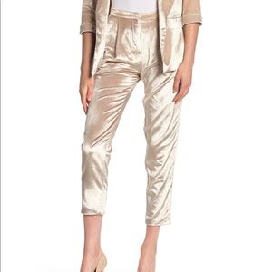 NWT Habitual Champagne High Rise Pleated Velvet Trousers 10
